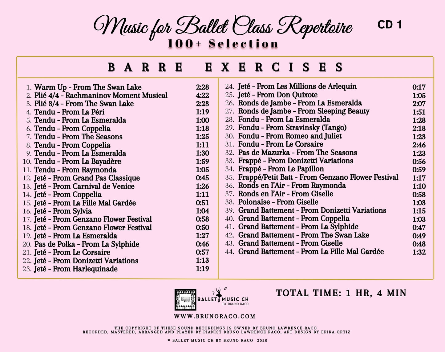 Musik til balletklasserepertoire - 100+ udvalg - 3 cd'er