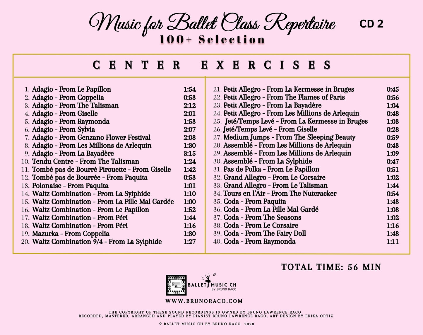 Musik til balletklasserepertoire - 100+ udvalg - 3 cd'er