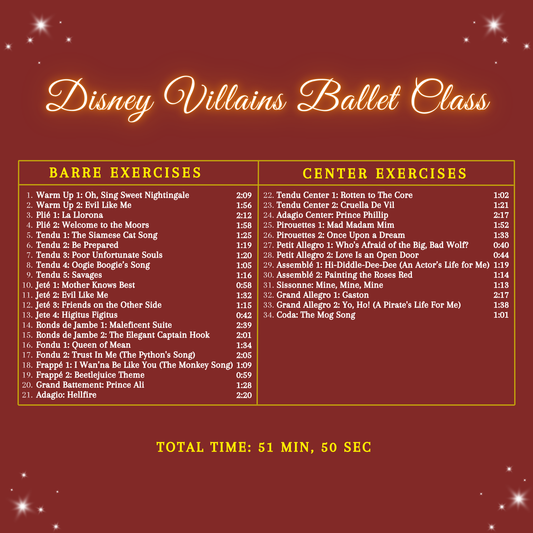 Disney Villains Ballet Class - CD for Ballet Dance training