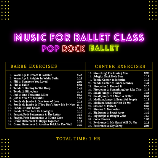 Ballet Music Pop Rock - CD for Ballet Dance training