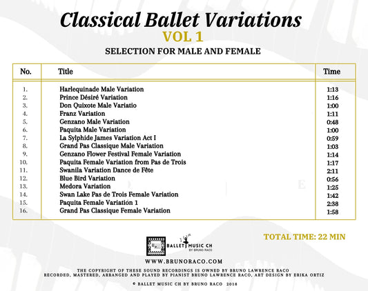 Classical Ballet Variations, Vol. 1 - CD for Ballet Dance training