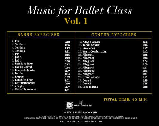 Music for Ballet Class, Vol. 1 - CD for Ballet Dance training