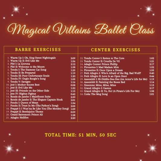 Magical Villains Ballet Class - CD for Ballet Dance training