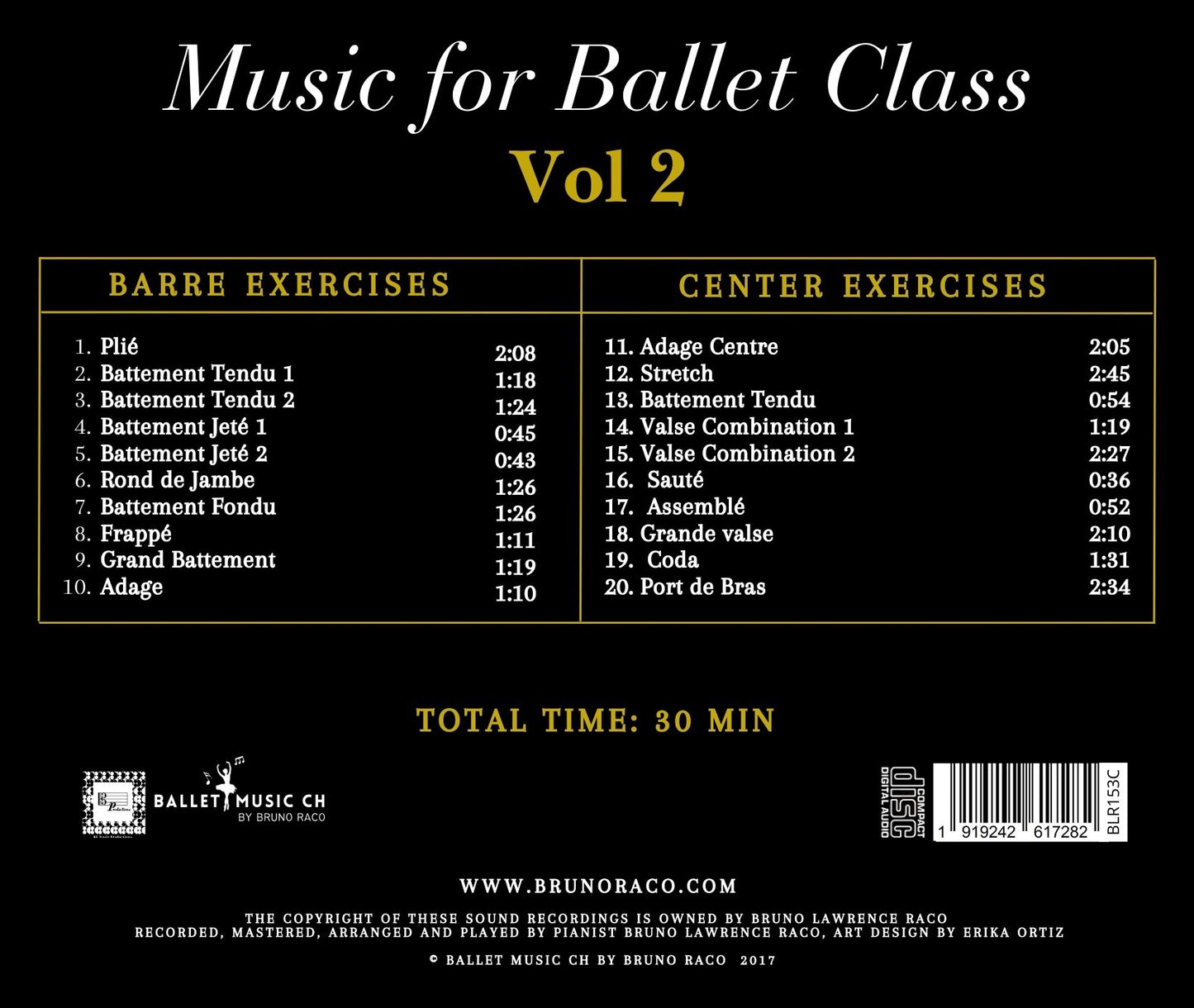 발레 수업을 위한 음악, Vol. 2 - CD