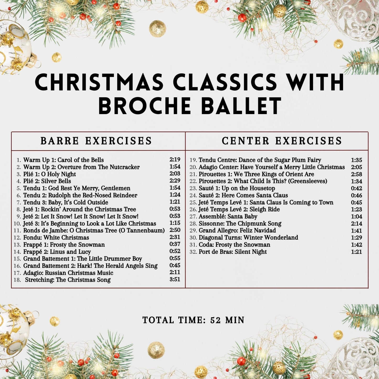 Classiques de Noël avec Broche Ballet - CD pour l'entraînement en danse classique
