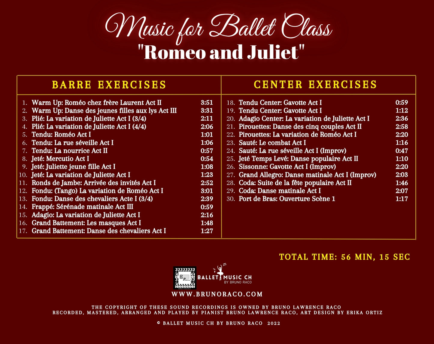 Música para la clase de ballet Romeo y Julieta - CD