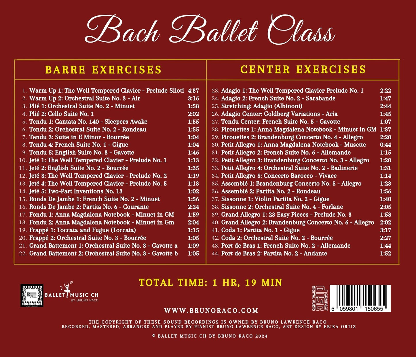 Bach Ballet Class - CD for Ballet Dance training