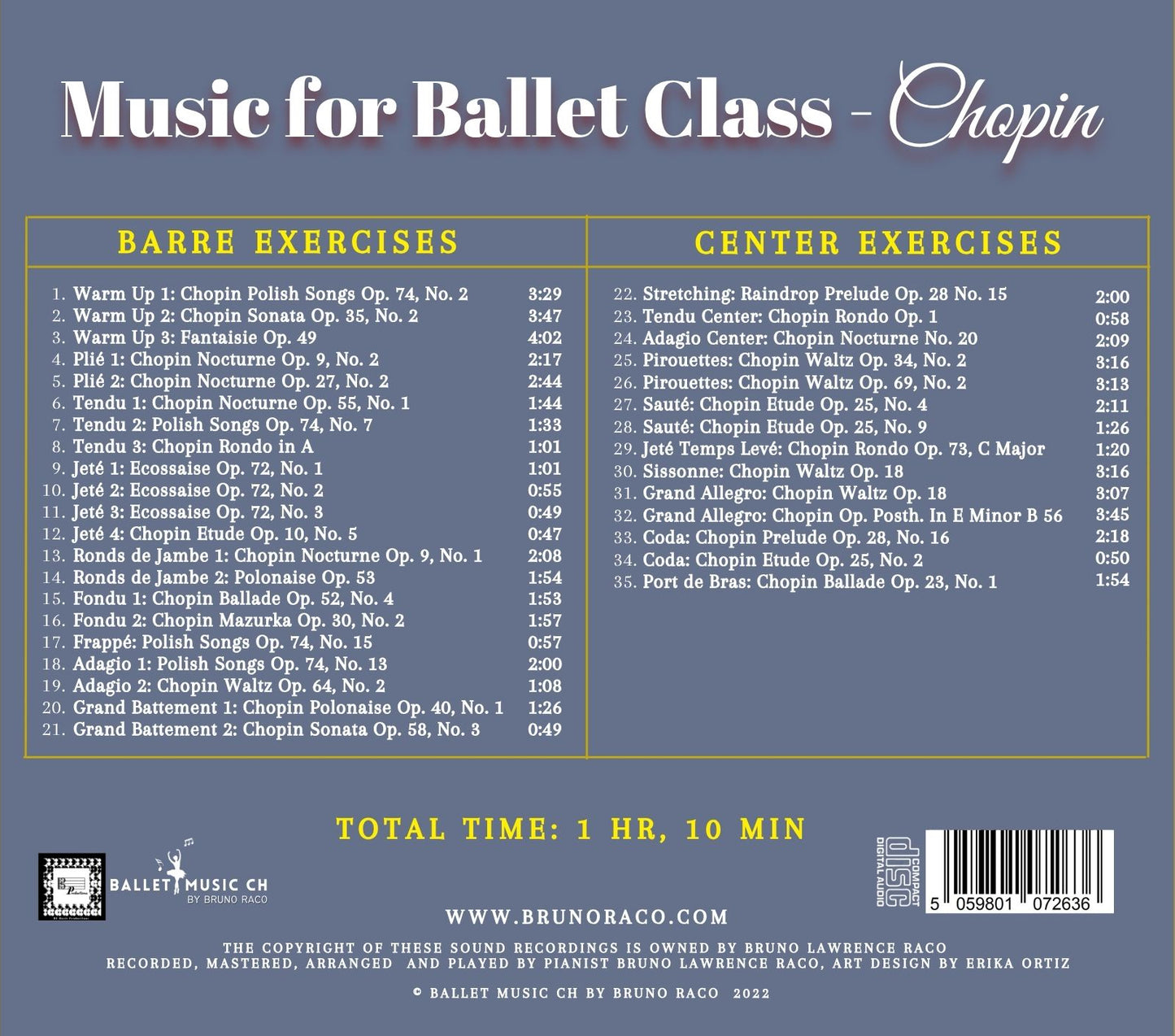 Chopin Ballet Class Music - CD for Ballet Dance training