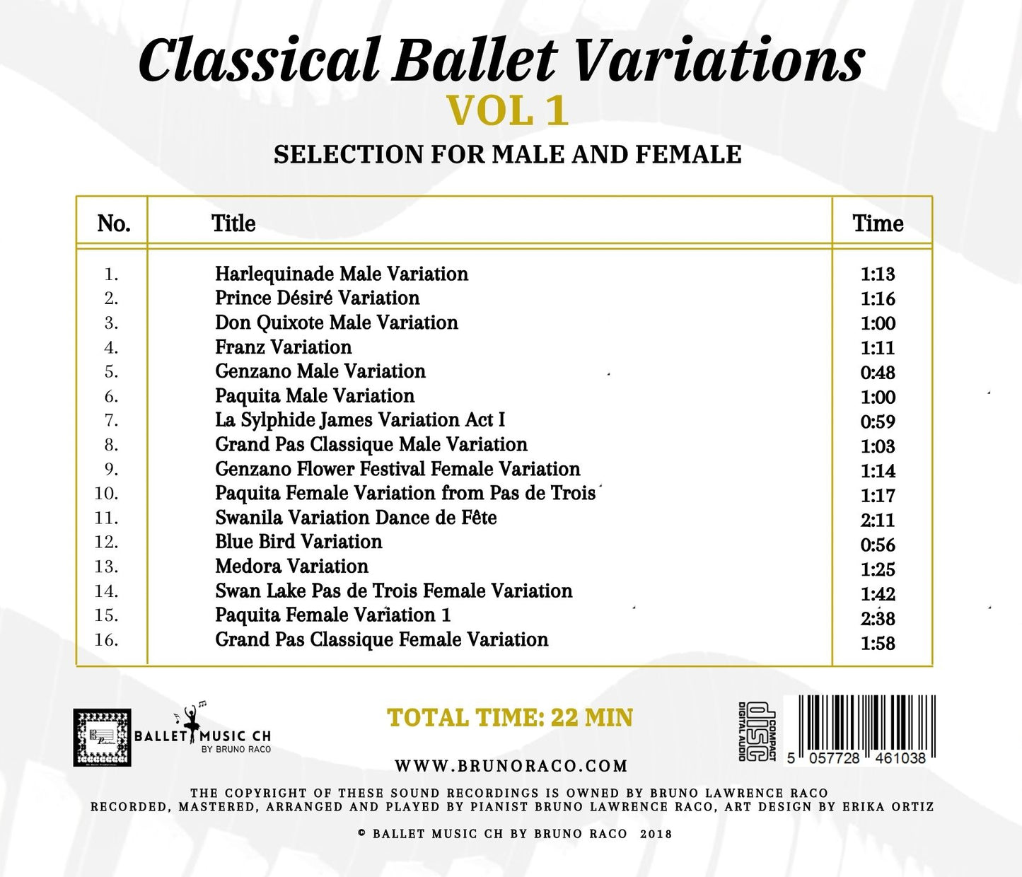 Classical Ballet Variations, Vol. 1 - CD for Ballet Dance training