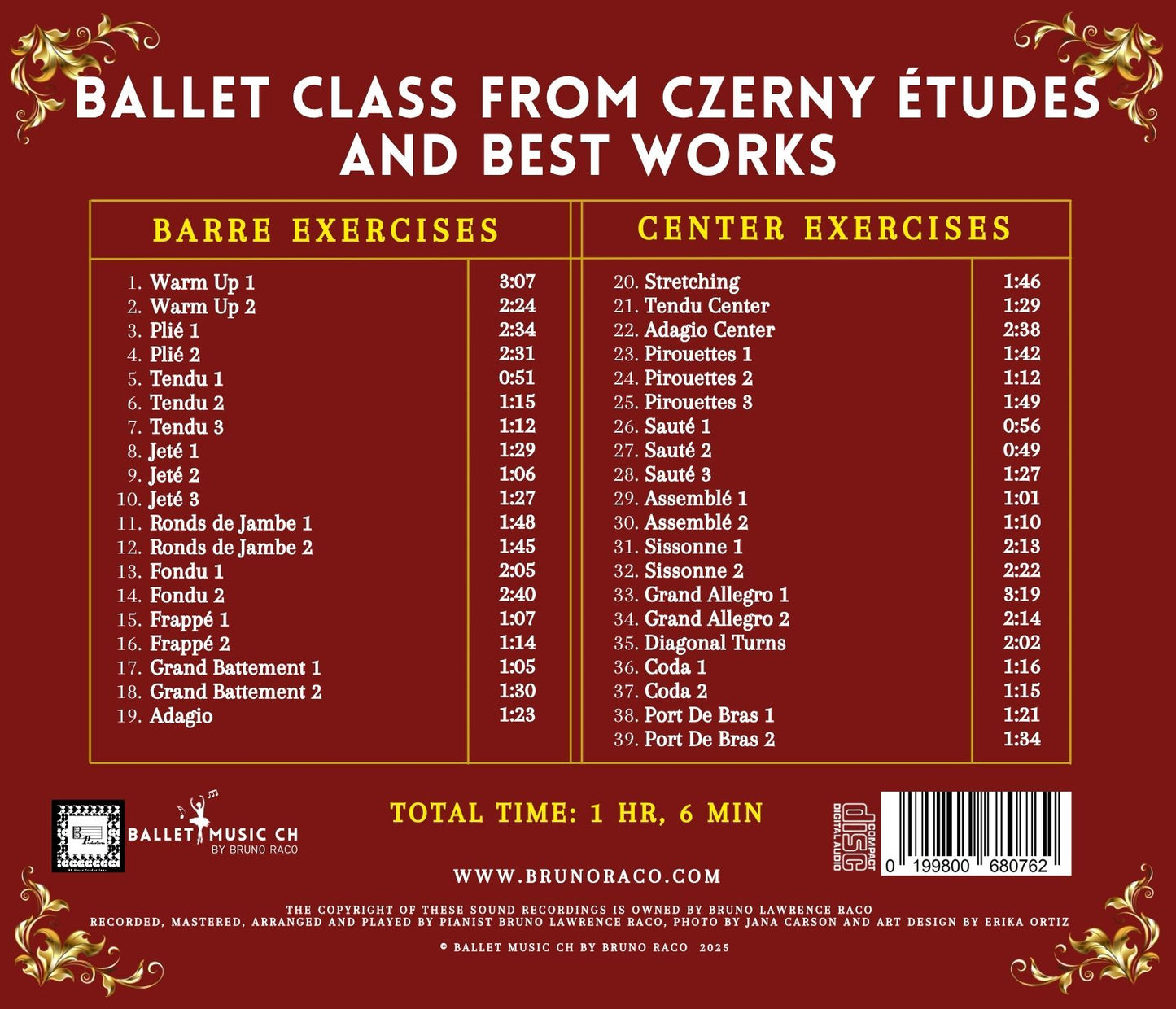Ballet Class from Czerny Études and Best Works - CD for Ballet Dance training