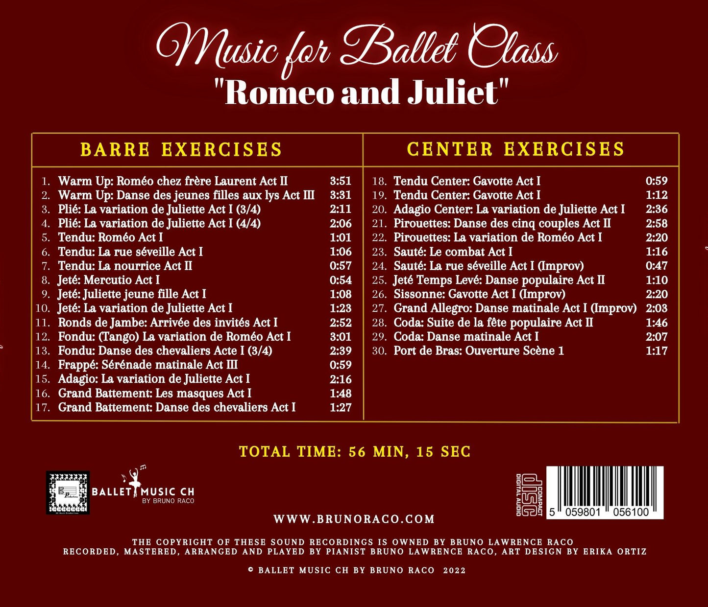 Romeo and Juliet Ballet Class Music - CD for Ballet Dance training